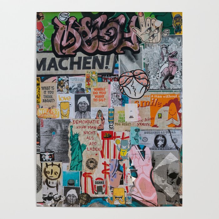 Sticker and graffiti street background Berlin art Society6 | wall 2 photography by - Poster ohaniki