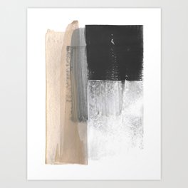 Beige and Grey Colorblock Textured Abstract Painting Art Print
