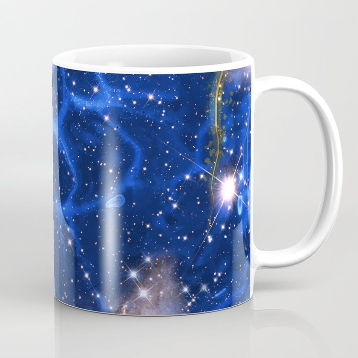 Neon marble space #4: blue, gold, stars Coffee Mug