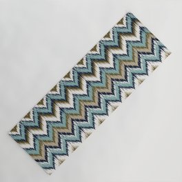 8-Bit Ikat Pattern – Blue & Tan Yoga Mat