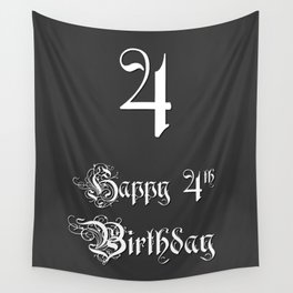 [ Thumbnail: Happy 4th Birthday - Fancy, Ornate, Intricate Look Wall Tapestry ]