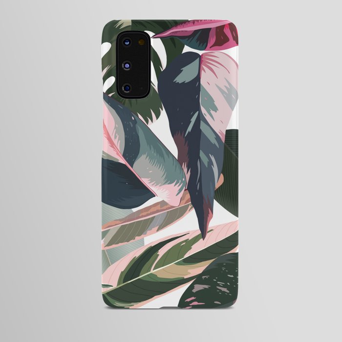 Colorful Tropical Palm Leaves on White Android Case