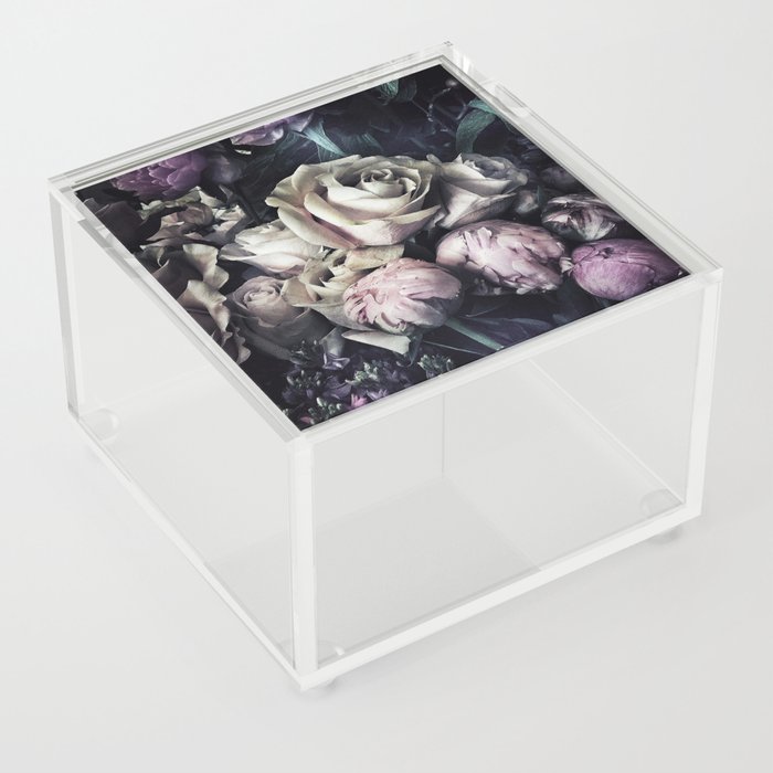 Roses peonies vintage style old masters flowers blooms Acrylic Box