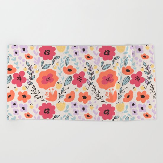 Fantasy Flowers Beach Towel