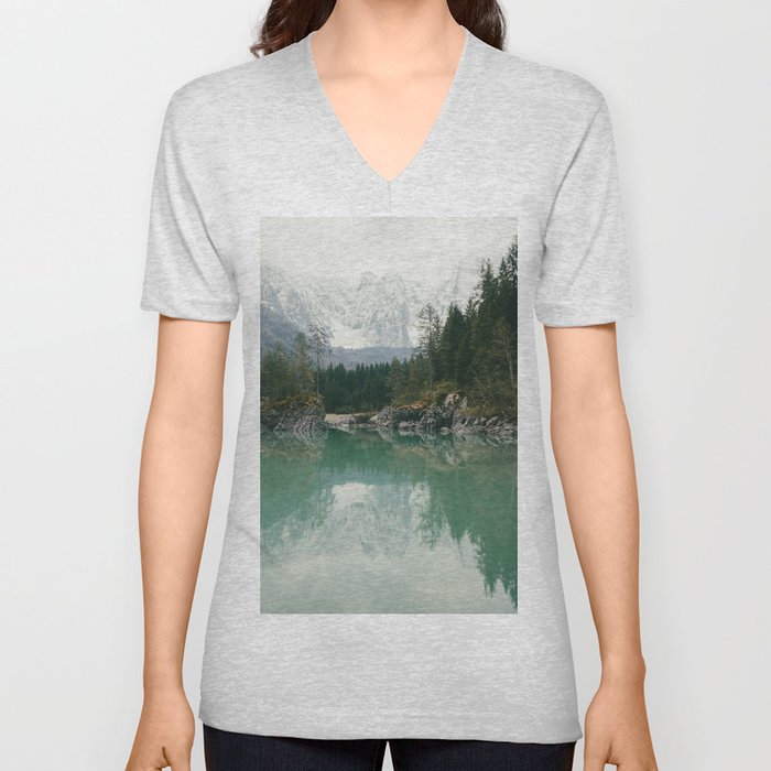 Turquoise lake - Landscape and Nature Photography V Neck T Shirt
