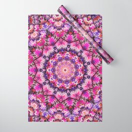Knit Snowflake Kaleidoscope - Pink Poinsettia Wrapping Paper | Modern, Ribbing, Knitting, Photo, Cozy, Digital Manipulation, Pattern, Digital, Winter, Christmas 