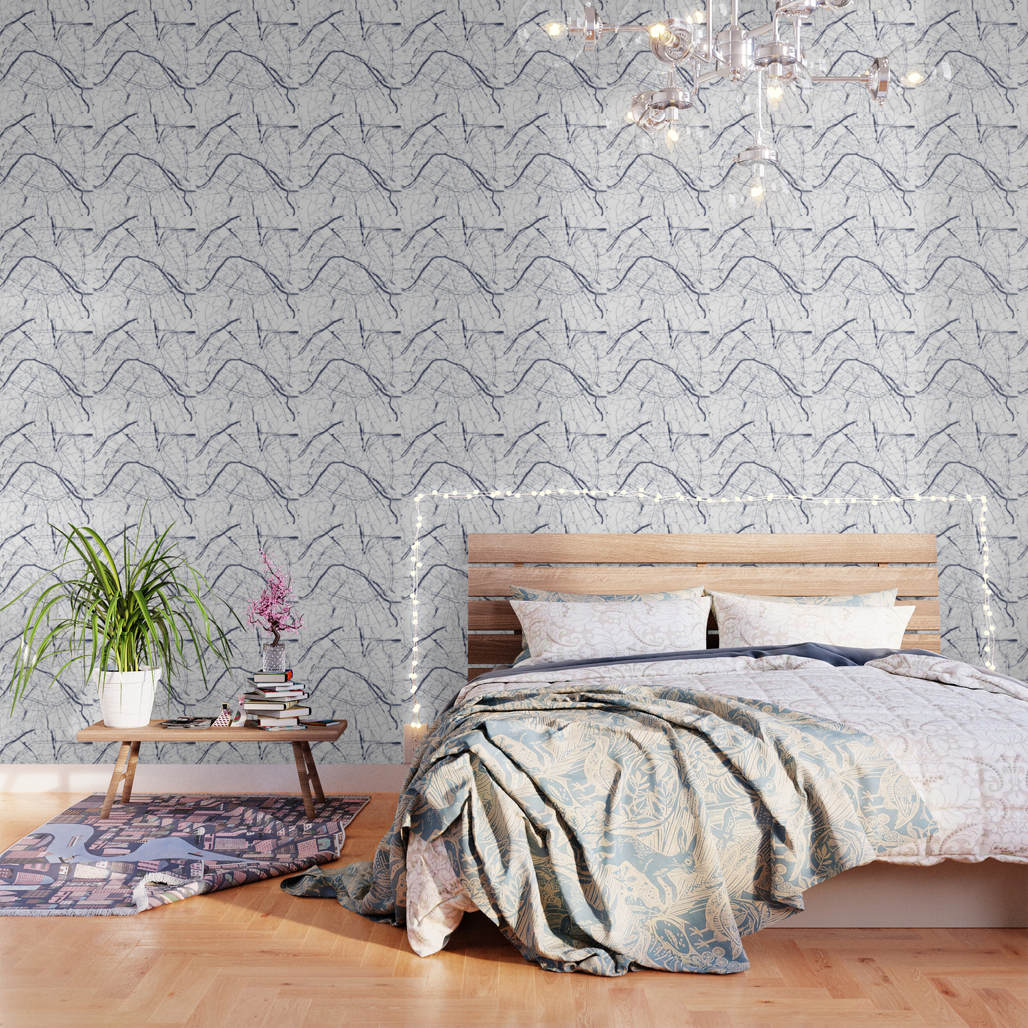 Paris France Minimal Street Map Navy Blue And White Wallpaper By Mapmaker Society6