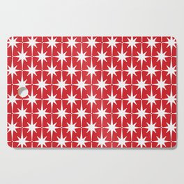 Midcentury Modern Atomic Starburst Pattern in Red and White Cutting Board