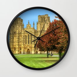 Wells Cathedral Autumn Trees Wall Clock