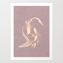 Pink Gold Koi Fish Art Print