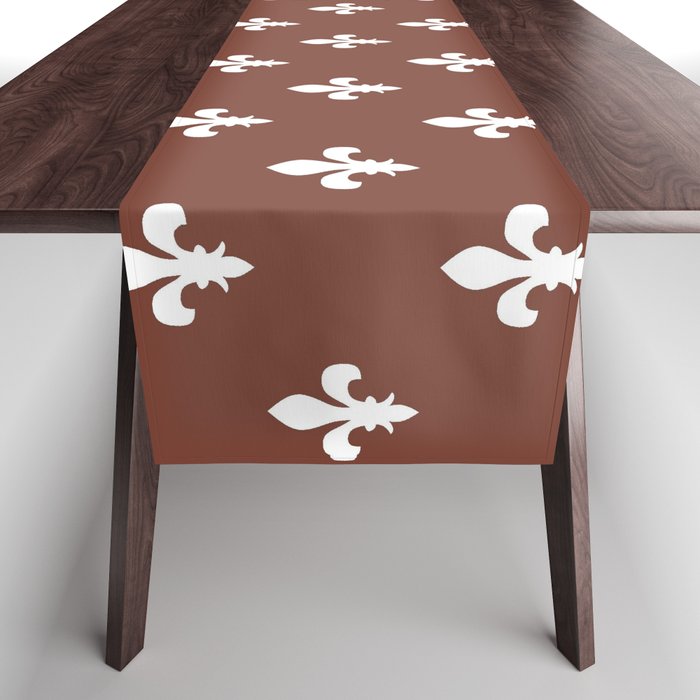 Fleur-de-Lis (White & Brown Pattern) Table Runner