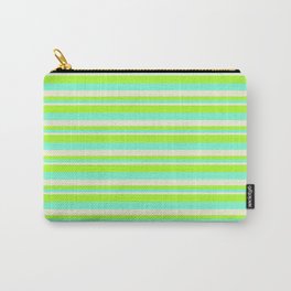 [ Thumbnail: Light Green, Aquamarine & Beige Colored Lines/Stripes Pattern Carry-All Pouch ]