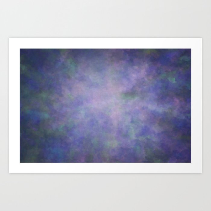Abstract Soft Watercolor Gradient Ombre Blend 3 Purple Blue and Green Art Print