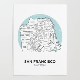 San Francisco Neighborhood Map Poster