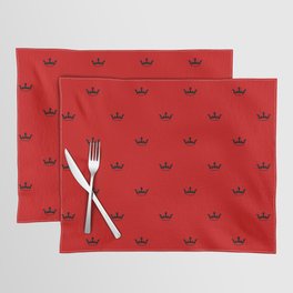 Black Crown pattern on Red background Placemat