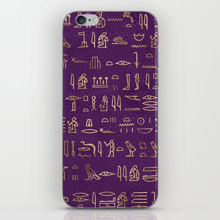 Ancient Egyptian Hieroglyphics - Purple & Gold iPhone Skin