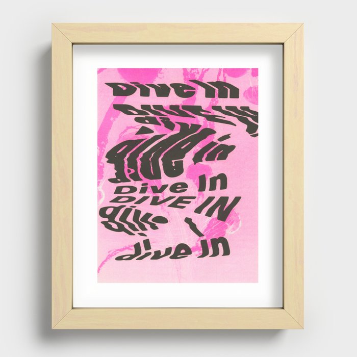 "Dive In" Pink Sea Jellies Recessed Framed Print