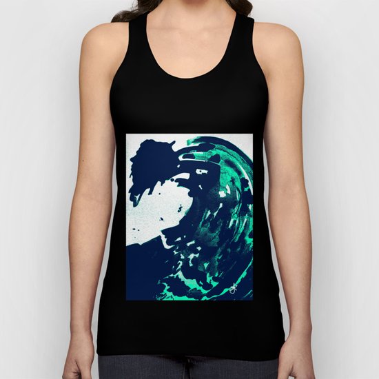 Navy Blue, Black, Blue, Bold Green Wave Unisex Tank Top