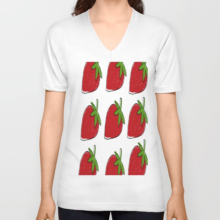 StrawBerry V Neck T Shirt