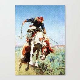 “Bronco Rider” Western Art by W Herbert Dunton Canvas Print