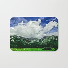Clouds Over San Luis-Painterly Version Bath Mat | Blue, Digital Manipulation, Painting, Land, Farming, Green, Photo, Mountains, Landscape, Colorado 