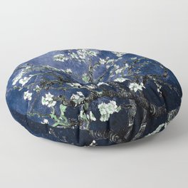 Vincent Van Gogh Almond Blossoms Dark Blue Floor Pillow | Landscape, Purevintagelove, Vintage, Floral, Elegant, Comforter, Vincentvangogh, Curated, Oil, Digital Manipulation 