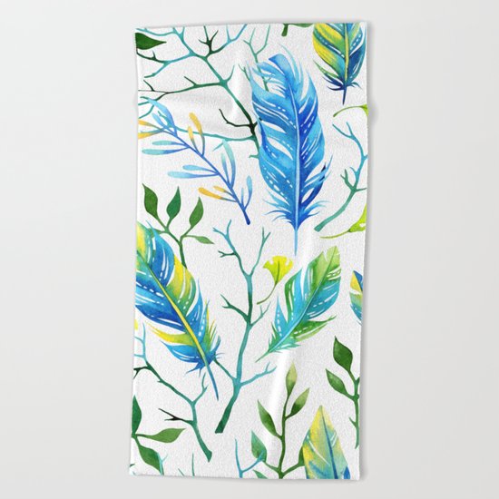 Feathers Pattern 05 Beach Towel