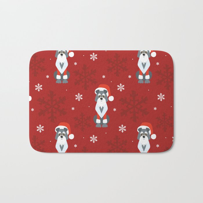 Colorful Seamless Pattern with Cute Dog in Christmas Costume 04 Bath Mat