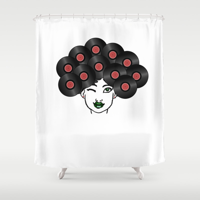 Afro Hair Black Woman Shower Curtain, Shower Curtain With Black Woman