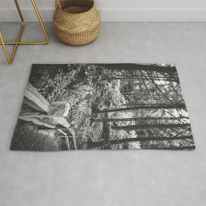 PNW Forest | Black and White Photography | Oregon Nature Rug