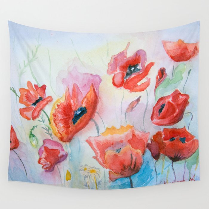 field of poppies Wall Tapestry