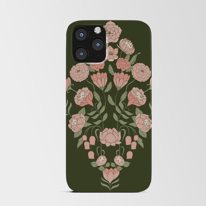 Mystery Garden Victorian Green Floral Faces iPhone Card Case