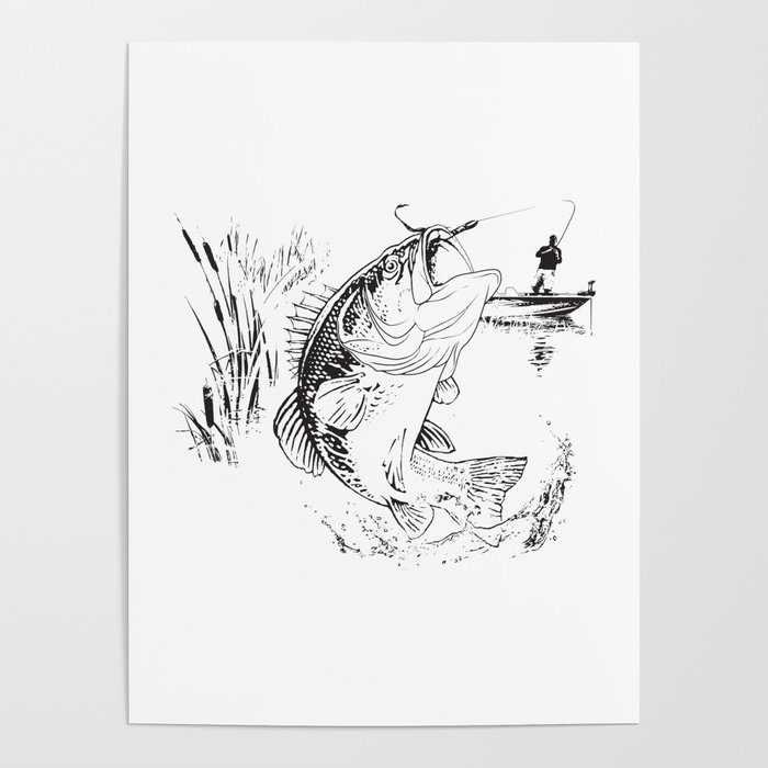 Bass Fishing Poster by Salmoneggs