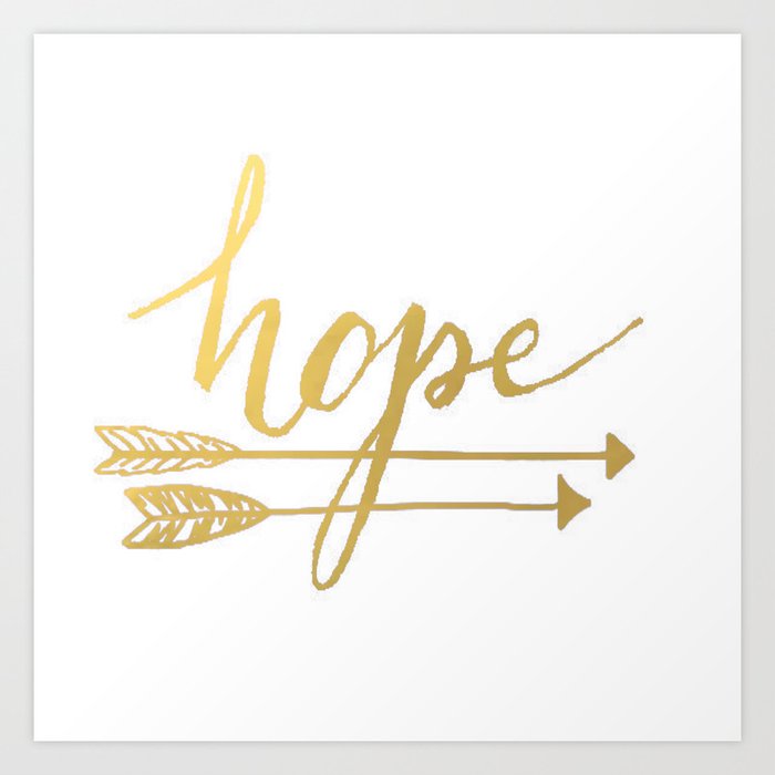 Gold Quote Hope Brushstroke Watercolor Ink Typography ...