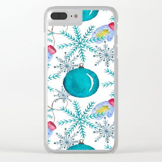 Blue Snowflakes #3 Clear iPhone Case