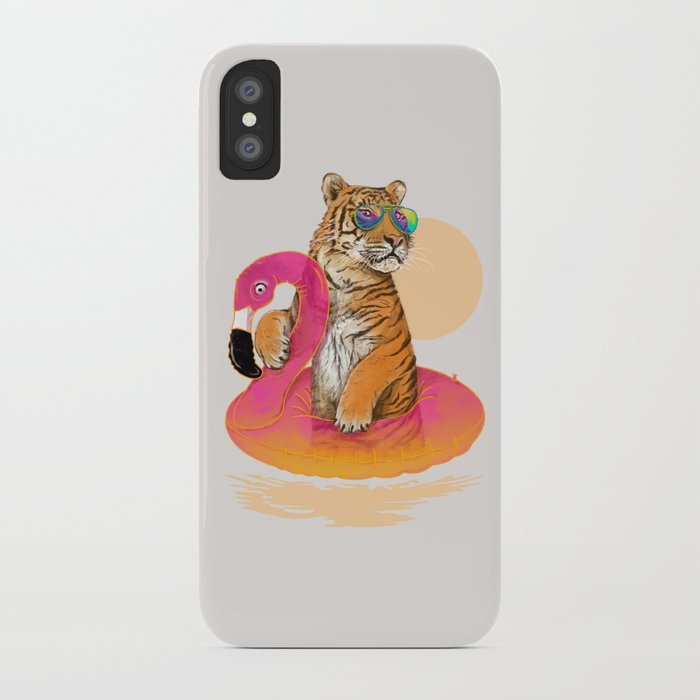 chillin (flamingo tiger) iphone case
