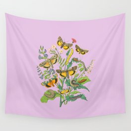 Butterflies Pastel colors Vintage Illustration collage  Wall Tapestry