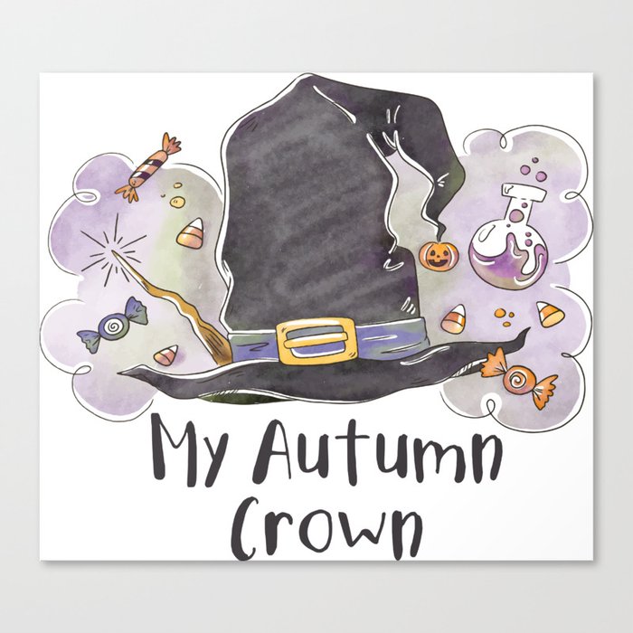 Halloween Autumn Witch Crown Canvas Print