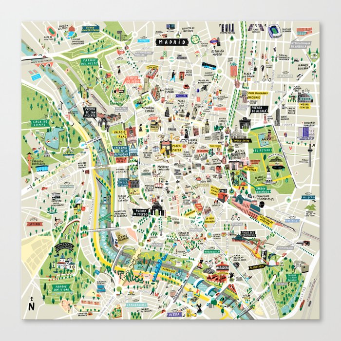 Mapa Madrid Canvas Print