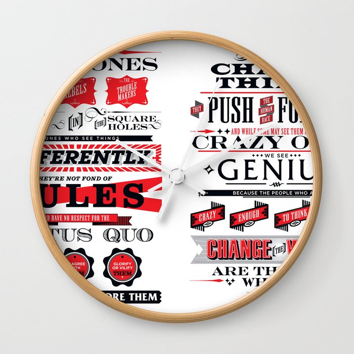 Steve Jobs "Here's to the crazy ones" quote print Wall Clock
