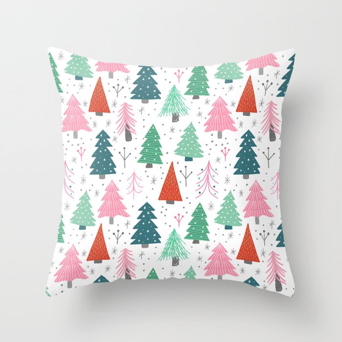 Christmas Tree Forest Throw Pillow