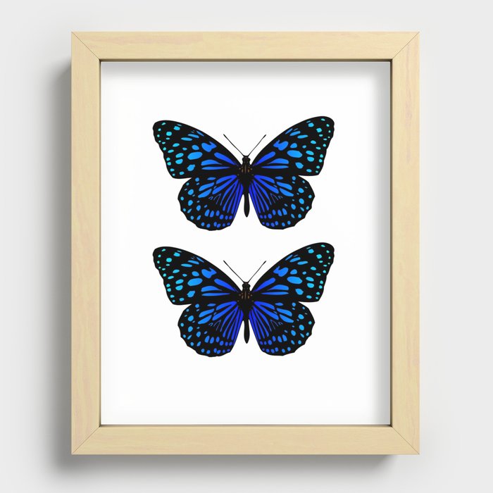 Two Blue Watercolor Butterflies Recessed Framed Print