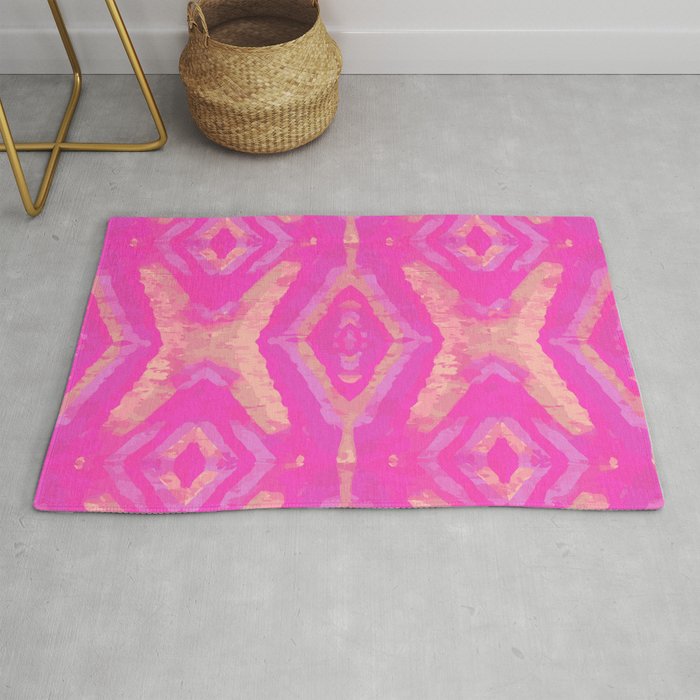 Abstract Geometric Pattern Rhombus Texture In Pink Color Rug By