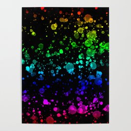 Paint Droplets on Black Background Poster
