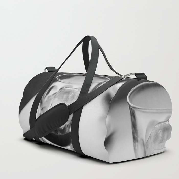 Timeless | Modern abstract black white coffee ice photography Duffle Bag