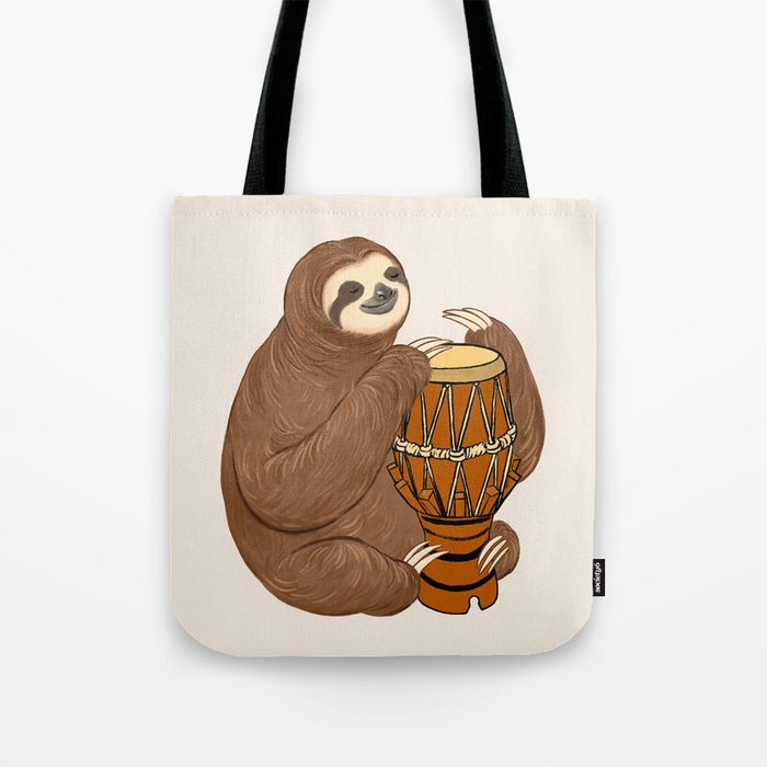 Sloth Playing Atabaque Tote Bag
