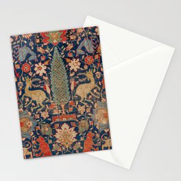 17th Century Persian Rug Print with Animals Stationery Card