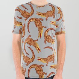 Crocodiles (Terracotta and Gray Palette) All Over Graphic Tee