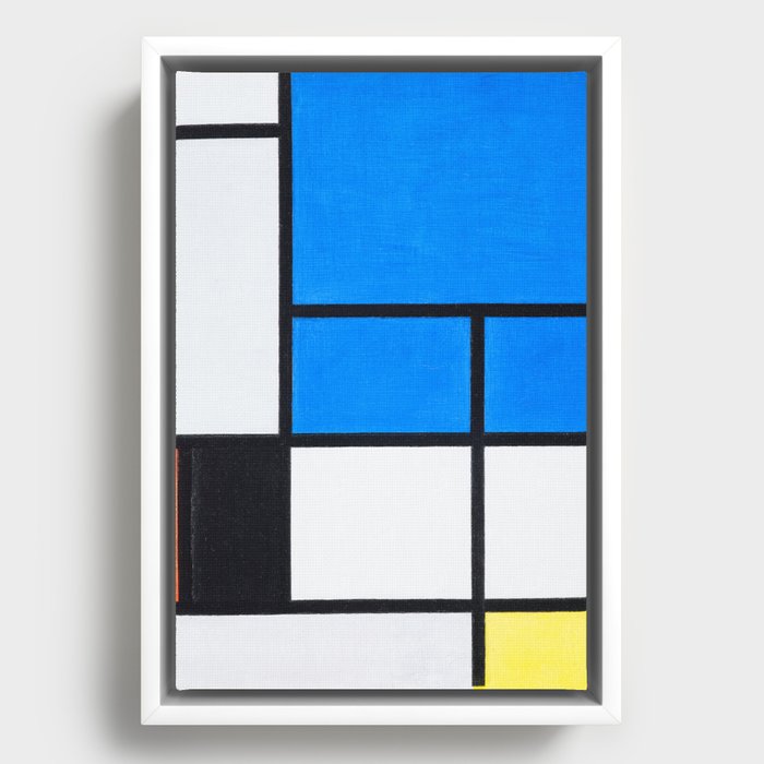 Piet Mondrian Composition with Large Blue Plane Framed Canvas
