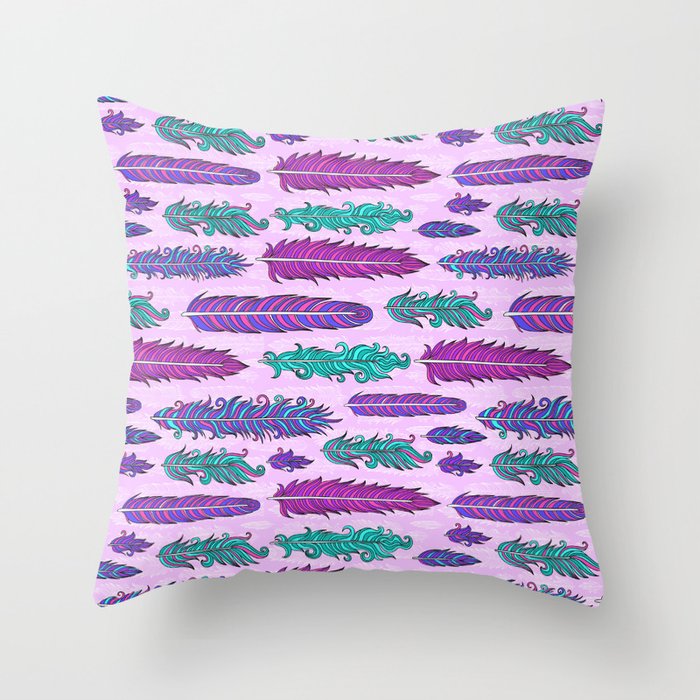 Tribal feathers Throw Pillow